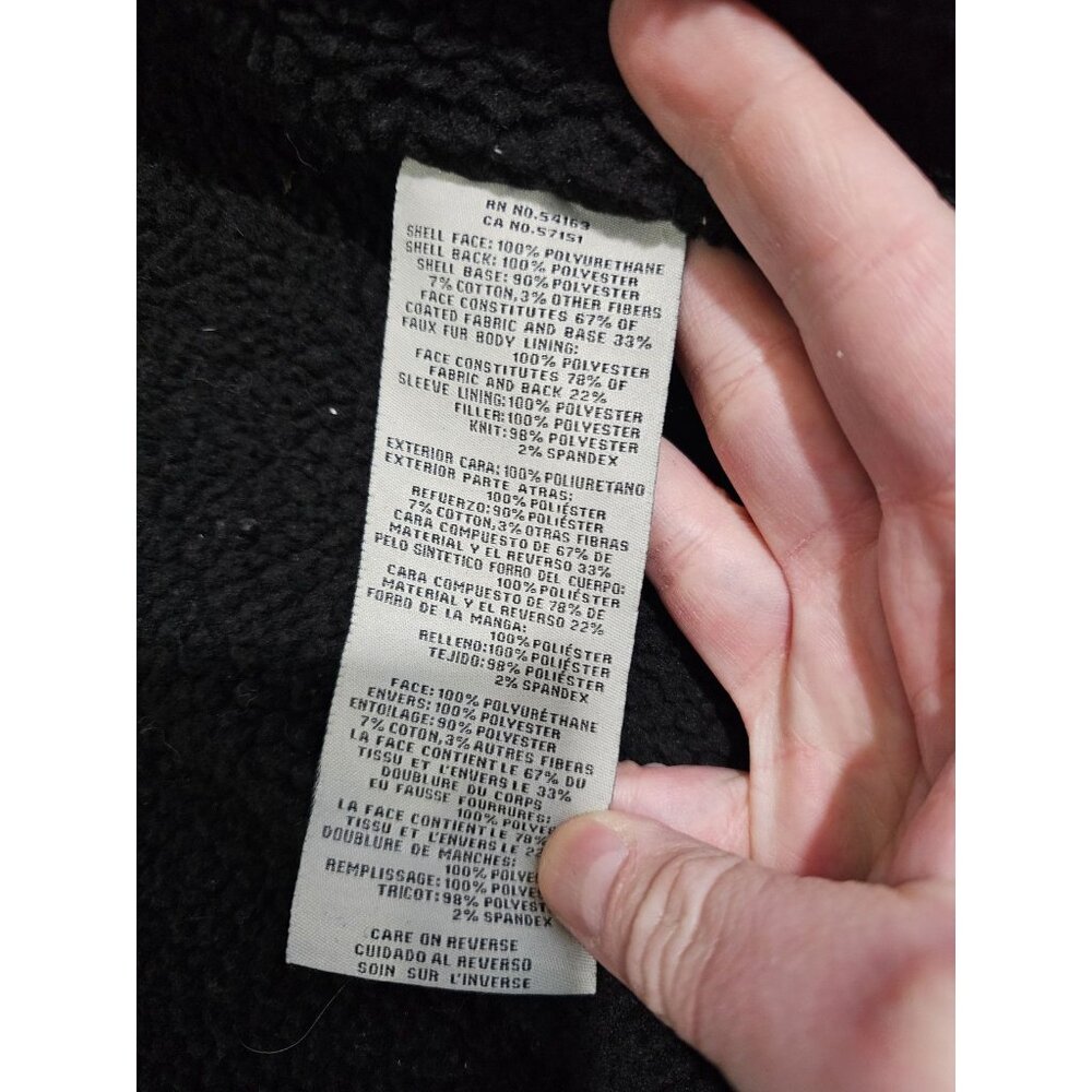 Levi’s Faux Leather Bomber Jacket Mens L Black Sherpa Lined Zip Up Moto Style - Picture 9 of 9